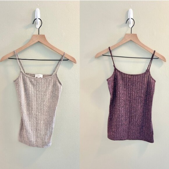 LOFT Tops - Loft Outlet Knit Ribbed Tank Top Bundle Size XS Oatmeal Mauve Heathered Neutral
